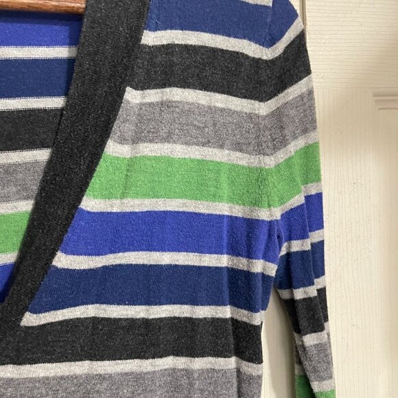 Banana Republic Womens Gray Blue Green Striped 3/4 Sleeve Button Cardigan XS - Picture 5 of 6